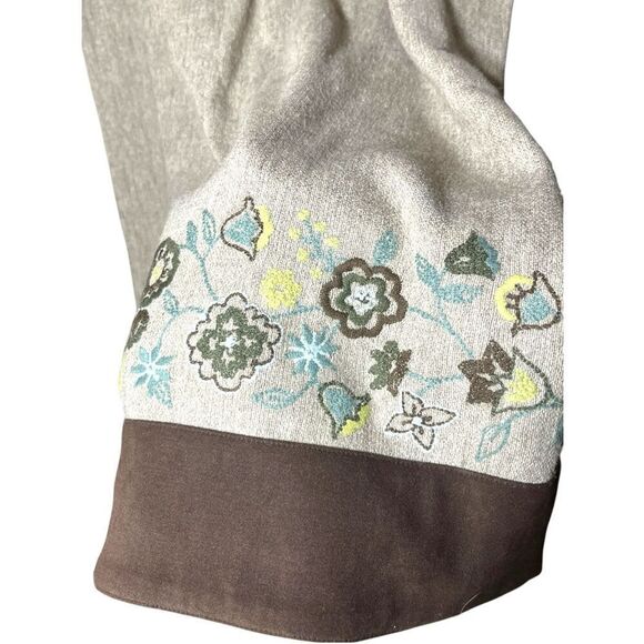 J Jill Medium Wool Dress Embroidered Hem Midi Tan Brown Modest MP - Picture 3 of 7